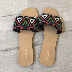 Aldo Beaded Slide On Sandals